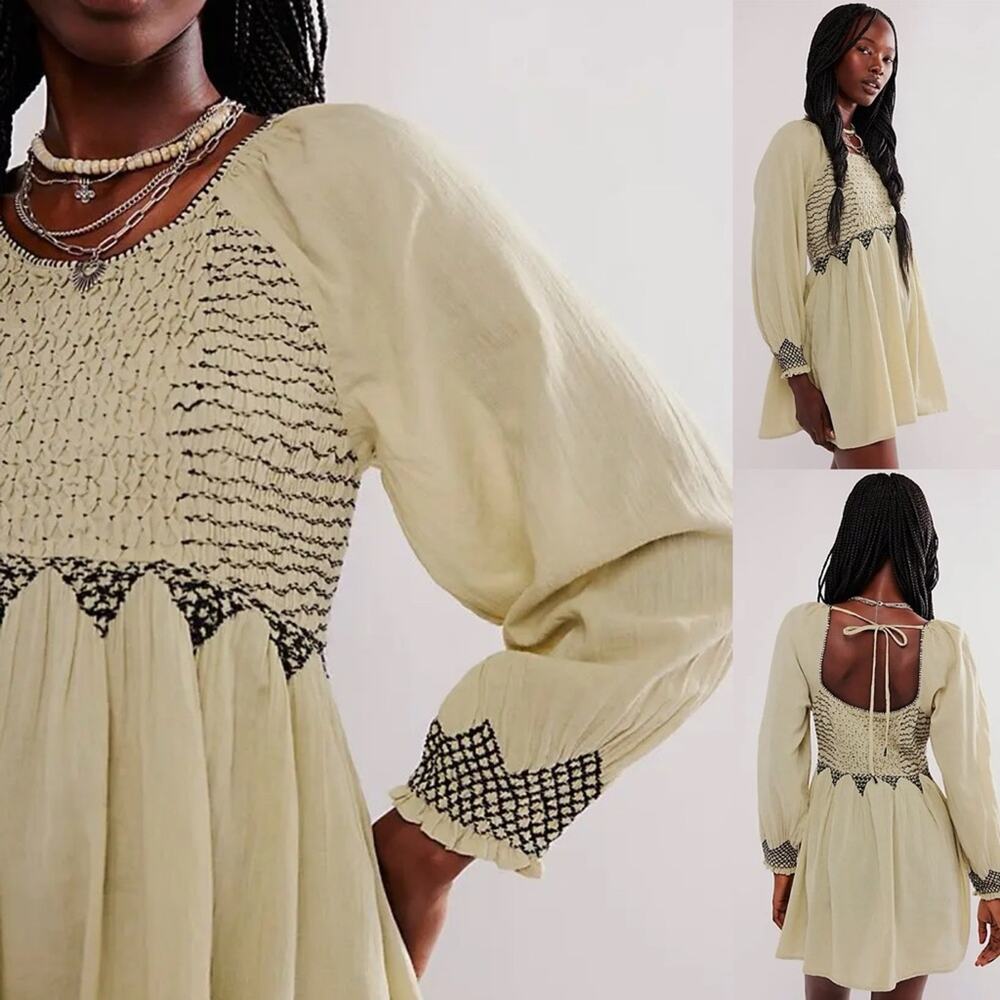 Free People Tunic Top Mini Dress Sage Combo
